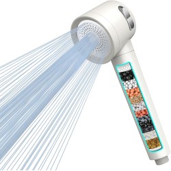 MEKO Hard Water Filter Shower Head with 3 Modes, 15 Layers Filtration Water Saving High Pressure Shower Heads and 1.5m Hose, Massage Shower Filter for Residual Chlorine Remove White